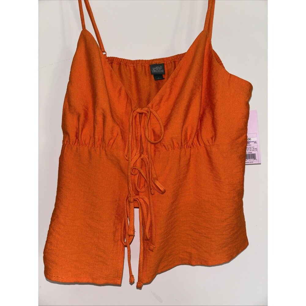 Wild Fable, Orange Front Tie, Camisole Top Adjustable Straps Size Large